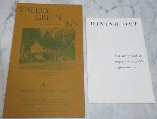 Vintage Valley Green Inn Dinner Menu Philadelphia Pa.  Gaspar G.  Lopez 1960 