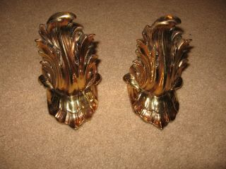 2 Antique Vintage Flame Victorian Era Bookends Cast Metal With Bronze Finish