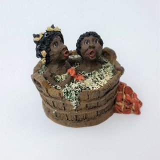 June Mckenna Vintage 1982 Rare African American Black Children Figurines Bathtub