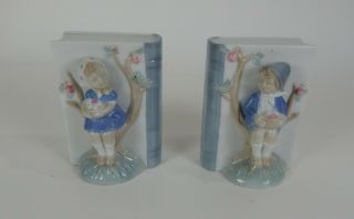 Vintage Lego Japan 3 - D Ceramic Girl And Boy Bookends The Giving Tree