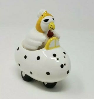 Vintage Chicken Racer Salt & Pepper Shakers 90’s Collectible Clay Art Ceramic 2