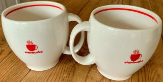 Starbucks 2004 Abbey Red Steaming Cup Logo White Coffee Tea Cup Mug Vgc