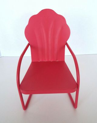 Vintage Doll Lawn Chair 8.  5 " Retro Pink Red Metal Clam Shell Mid Century Modern