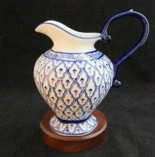 Gorgeous Highly Decorative Blue Cobalt Fine Porcelain Pitcher 2