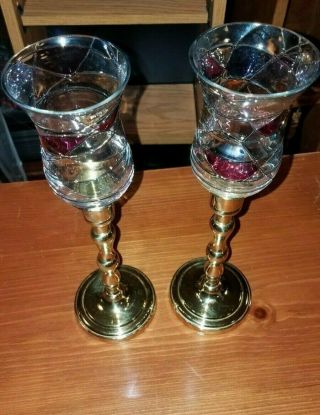 Set of 2 PartyLite Mosaic Calypso Candle Holders Votive Stained Glass 2