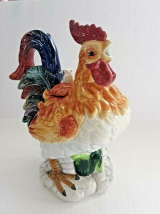 Rooster Ceramic Teapot French Country Kitchen Home Décor Bright Bold Colors