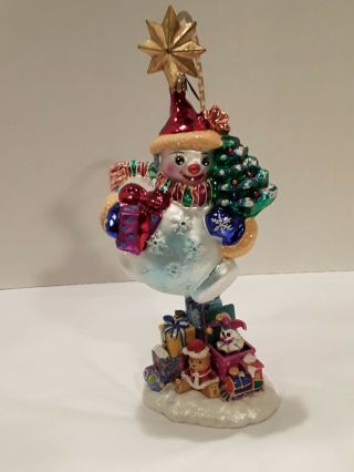 Radko Chubby Cheer Delite 2 - Piece Glass Snowman Ornament & Display Stand 01 - Cb - 5