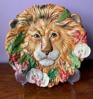 Fitz And Floyd Classics Serengeti Lion And Orchid Wall Plate,  Tropical Decor