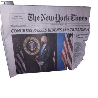 The York Times Thursday March 11 2021.  Congress Passes Bidens $1.  9 Trillion