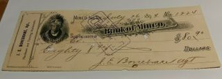 1894 Minco Indian Territory Check J E Bonebrake Bank Of Minco 2