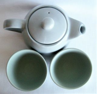 Teapot with Lid & 2 Cups Grey / Celadon Stoneware,  Designpac Inc. 2