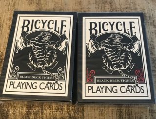 2 Playing Cards: Bicycle Black Tiger Red & Black.