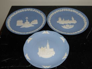 3 Wedgwood Jasperware Blue And White Christmas Plates 1971,  1974,  And 1988
