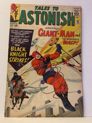 Tales To Astonish 52 Vg - 1st Black Knight Key Issue 1964 Stan Lee Jack Kirby