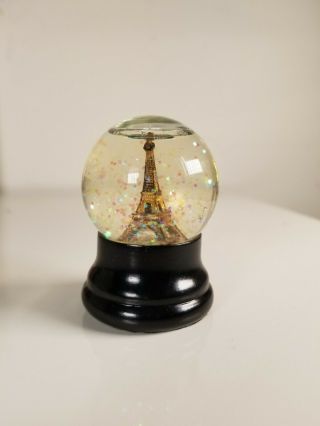 Mini Silver Paris Eiffel Tower Snow Globe 2.  5 Inches