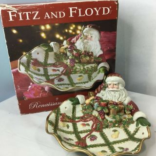 Fitz And Floyd Christmas Large Renaissance Santa Server Bowl Holiday
