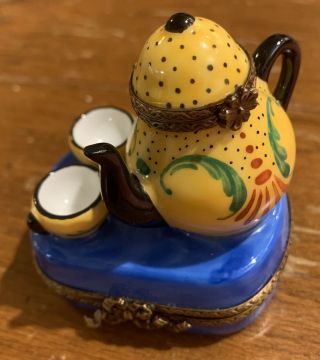 Limoges Peint Main Marque Deposee Teapot/cup - Tea Pot Set Porcelain Trinket Box
