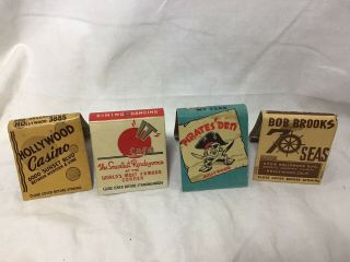 4 Matchbooks From Hollywood Calif.  During The 1940’s 7 Seas,  Pirates’ Den,  Etc.