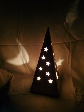 Partylite 2 piece Pyramid Galaxy Tea Light Candle Holder Moon and Stars - Retired 3