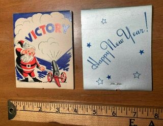 2 Vintage Giant Feature Matchbooks Victory Santa Ww 2 Era Christmas Years