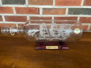 Mayflower Glass Sculptures Uss Constitution Ship In A Bottle