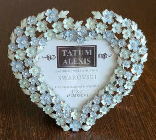 Swarovski Crystal Enamel Floral Heart Picture Frame Set Of 2 Tatum Alexis