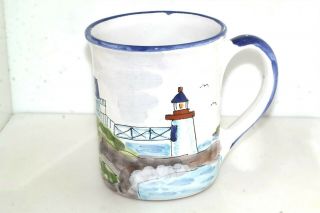 Mesa International Hand Crafted In Hungary Lge Coffee Mug Lighthouse Sail Boats