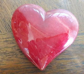 Red Alabaster Stylized Heart Hand Carved By Ducceschi Italy