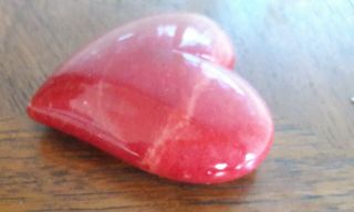Red Alabaster Stylized Heart Hand Carved by Ducceschi Italy 3