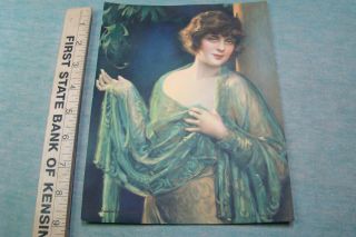 1929 Pin Up Calendar Litho: " Wandering Thoughts " Sultry Eyes Unsigned B & B 342