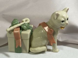 Lenox White Porcelain 12 Months Of Kitty December Jingle Bell Kitty Figurine