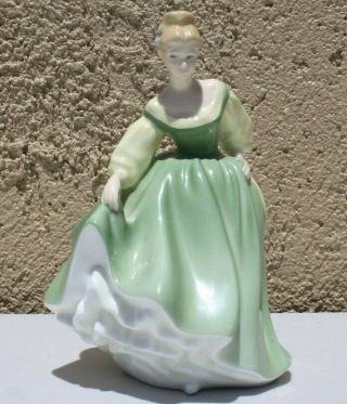 Royal Doulton Figurine Hn 2193 Fair Lady,  Woman In Green Dress Holding Hat 1962