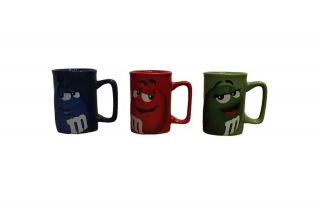 2013 M&m Red,  Blue,  Green,  Yellow Coffee Cup Mug Of 3 Officially Licensed