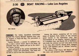 1958 La Tv Guide Bill Welsh Boat Racing Sam Snead U.  S.  Open Golf Tom Harmon