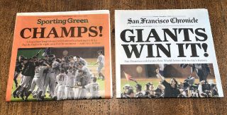 San Francisco Chronicle Newspaper Giants Win It Tuesday,  November 2,  2010