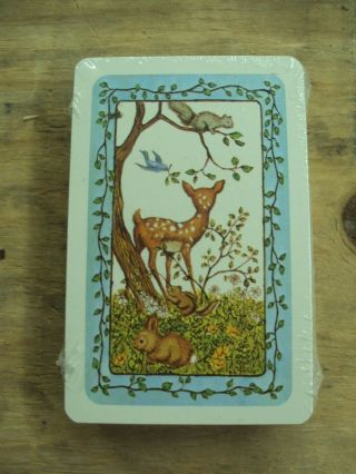 Vintage Deck Of Trump Brand Playing Cards With Baby Deer Wildlife
