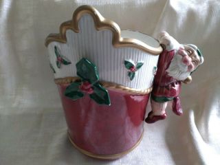 1990 Fitz And Floyd Old World Santa Elf Vase