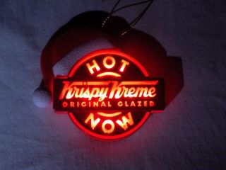 Krispy Kreme Hot Now Flashing Sign Christmas Tree Holiday Hat Ornament Light Up