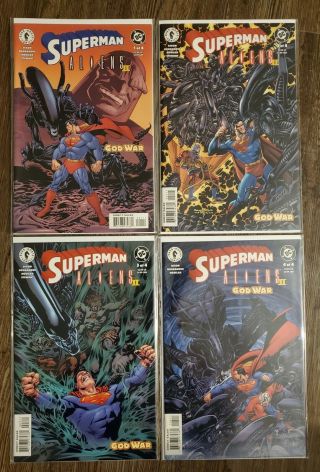 Superman,  Batman And Green Lantern Vs Aliens And Predators.  Complete Mini Series