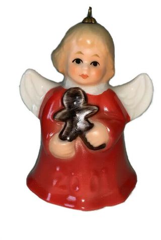 Goebel Annual Angel Bell - Christmas Ornament 2001 26th Ed.  - Red Dress
