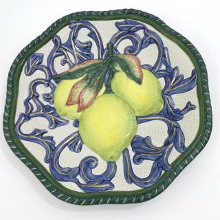 Fitz And Floyd Classics Florentine Fruit Decorative Plate Yellow Lemons Ceramic
