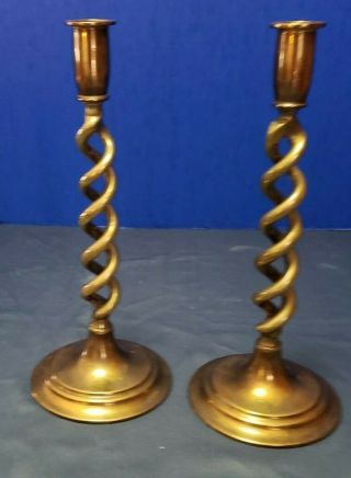 Solid Brass Candlesticks Barley Twist Stems Brass Art Work India