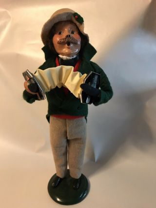 Byers Choice Caroler Doll Man Holding Accordion Signed 2001