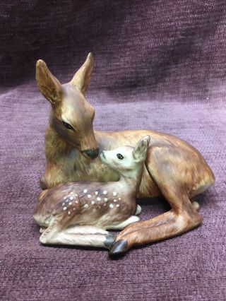 Goebel,  West Germany Porcelain Figurine Large Deer W Fawn Doe 35001 - 11