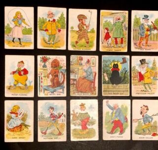 Colorful Antique Game Of Old Maid Playing Cards 1900 - 1920