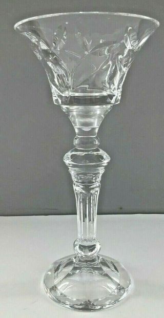 Lady Primrose’s Dallas London Heavy Cut Glass Crystal Candle Holder 10 - 3/4 " Tall
