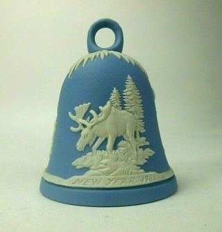 Wedgwood Jasperware 1981 Year Bell Moose Blue 2 7/8 "