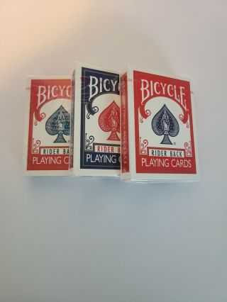 Three Decks Bicycle Playing Cards - Rider Back - Poker 808 - Rare Blue Seal