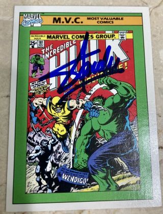 Stan Lee Signed 1990 Hulk Marvel Comics Most Valuable Comics Card 134m