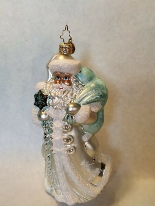 Christopher Radko Santa Claus Christmas Ornament Ice Blue With Snowflake Staff